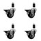 Service Caster 3'' Black Poly Swivel 1-3/8'' Expanding Stem Caster Set with Brake, 4PK SCC-EX20S314-PPUB-BLK-PLB-138-4 - alternate 1